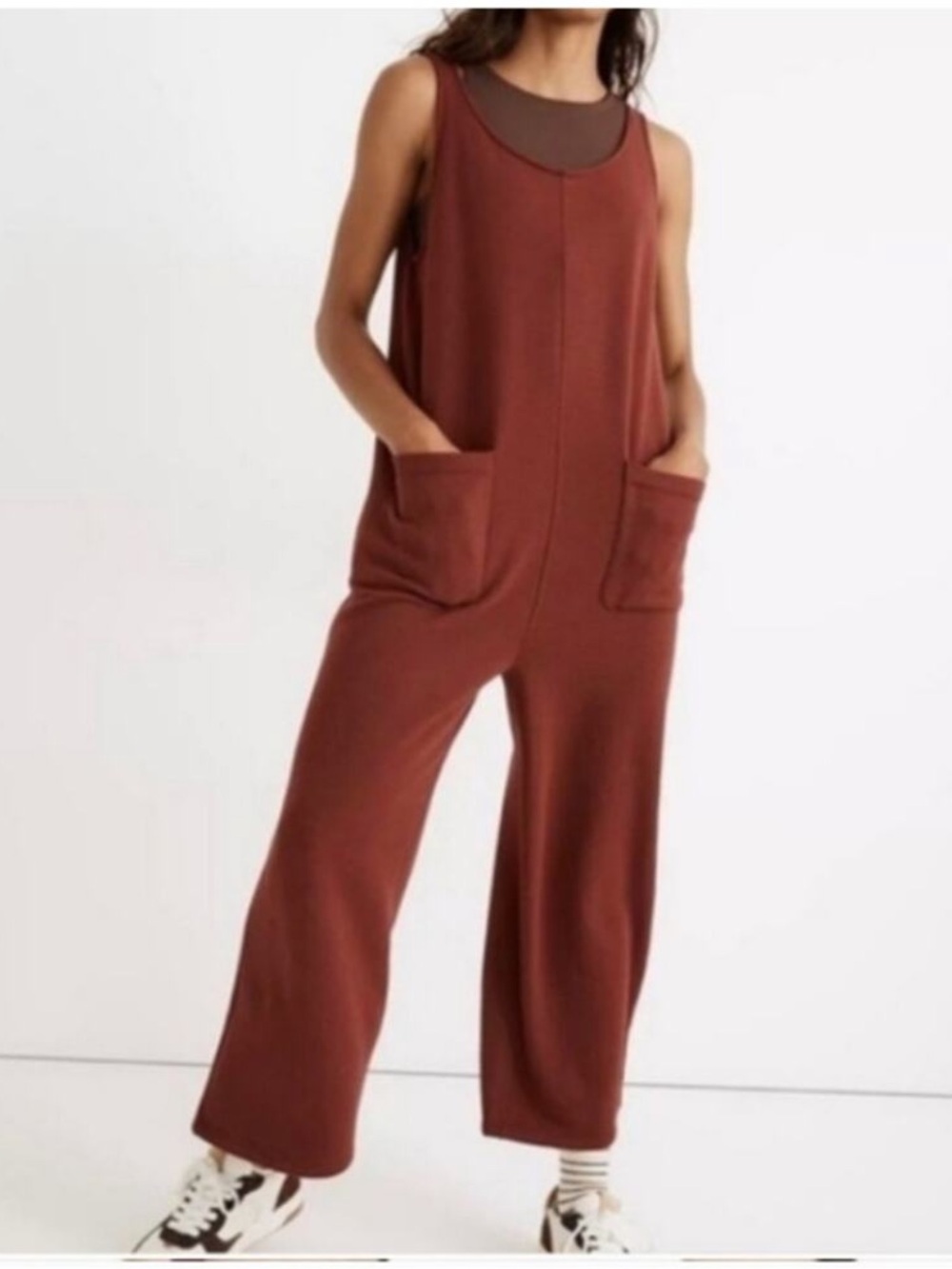 Madewell MWL Superbrushed Pull-On Jumpsuit Maroon Wine Red Size M